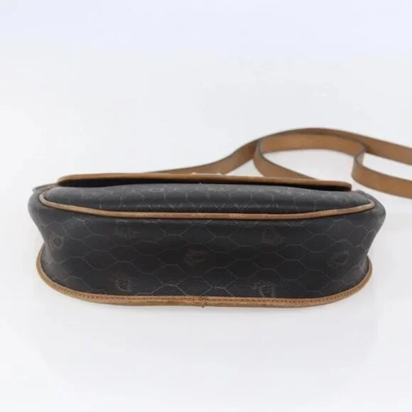 Christian Dior Honeycomb Canvas Shoulder Bag PVC Leather Black Auth BA6822 - Picture 6 of 16